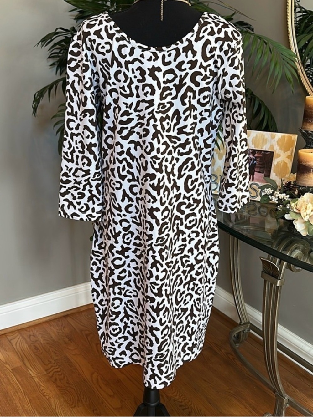 Persifor Kilpatrick 3/4 Sleeve Leopard Print Dress Brown Sz XL NWOT